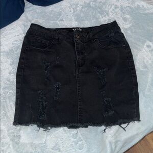Black Mini Jean Skirt